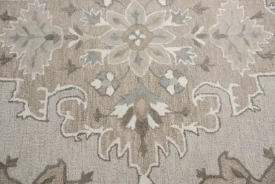 Resonant Tan/Dk.Tan Central Medallion Wool 2'6" x 8' Runner Rug