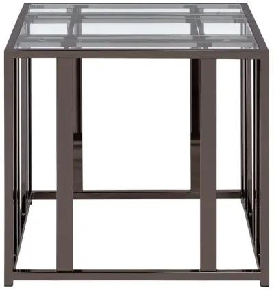 Adri Rectangular Glass Top End Table Clear and Black Nickel