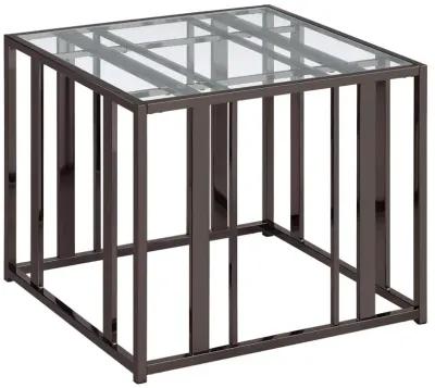 Adri Rectangular Glass Top End Table Clear and Black Nickel