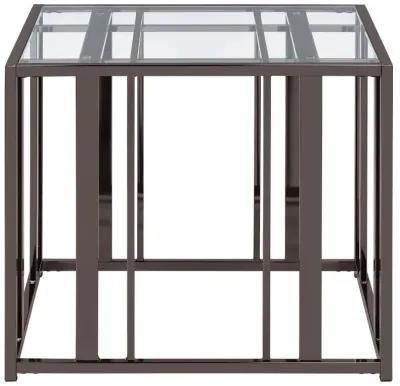 Adri Rectangular Glass Top End Table Clear and Black Nickel