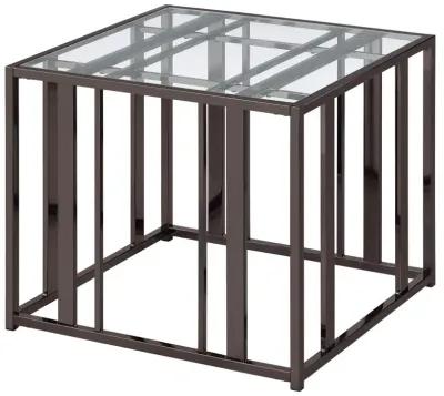 Adri Rectangular Glass Top End Table Clear and Black Nickel