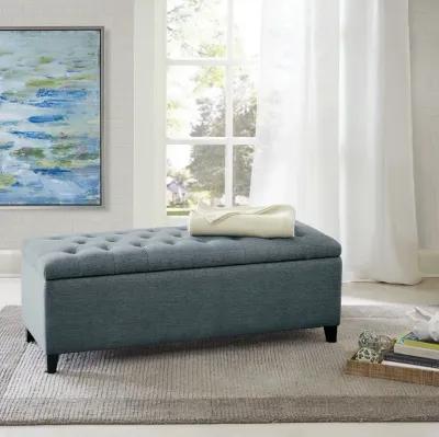 Madison Park Shandra Blue Tufted Top Soft Close Storage Bench