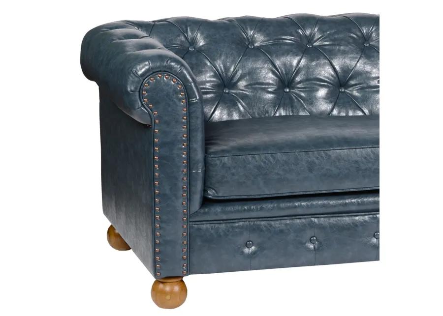 Winston Antique Blue Bonded Leather Sofa