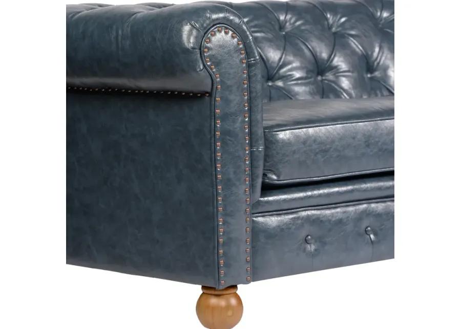 Winston Antique Blue Bonded Leather Sofa