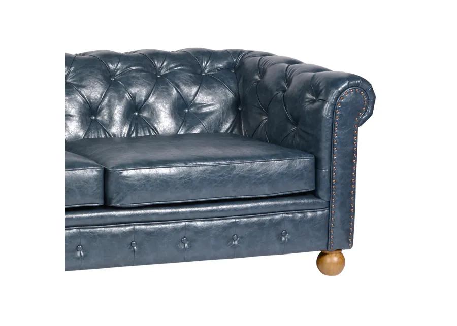 Winston Antique Blue Bonded Leather Sofa