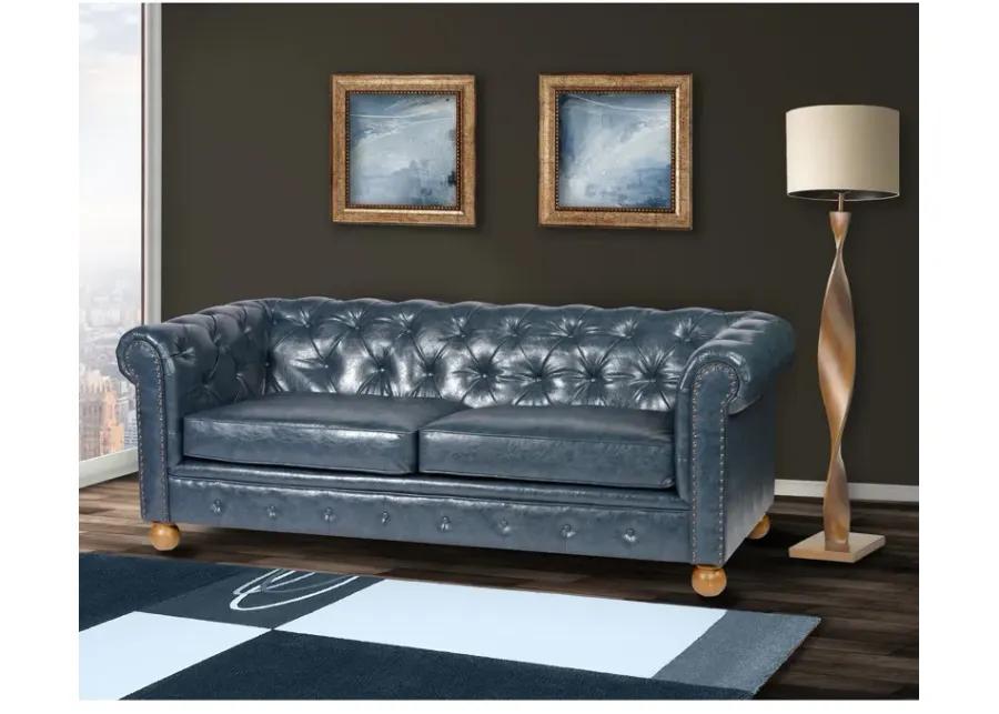 Winston Antique Blue Bonded Leather Sofa