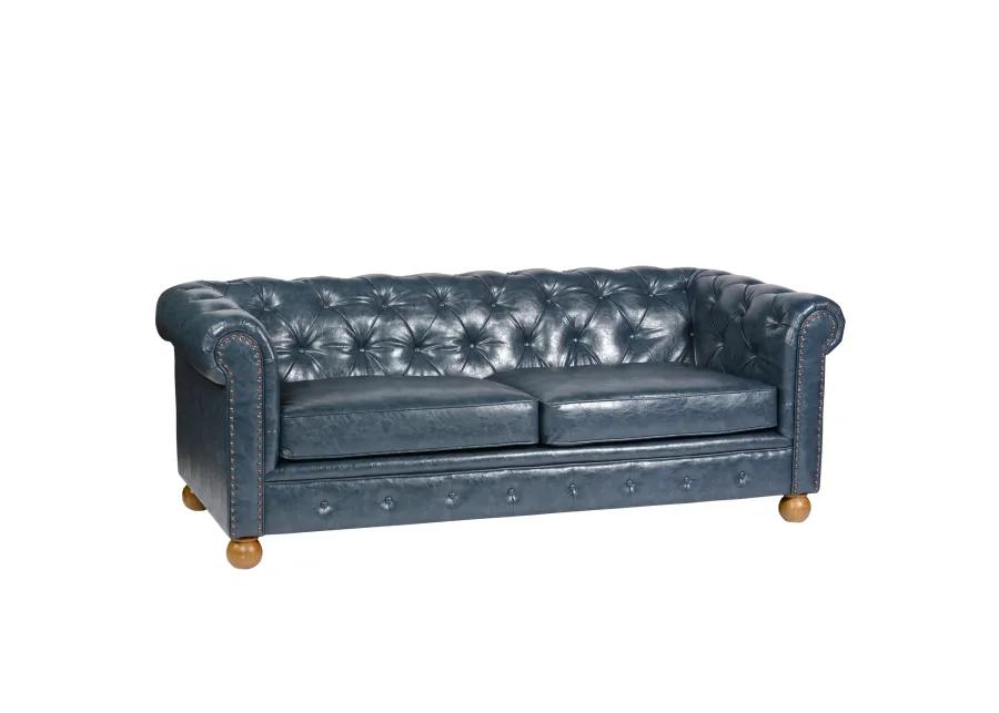 Winston Antique Blue Bonded Leather Sofa