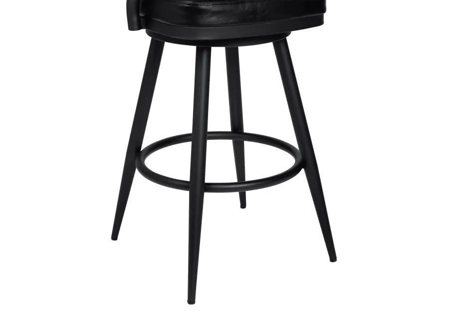 Amador 30" Bar Height Barstool in a Black Powder Coated Finish and Vintage Black Faux Leather