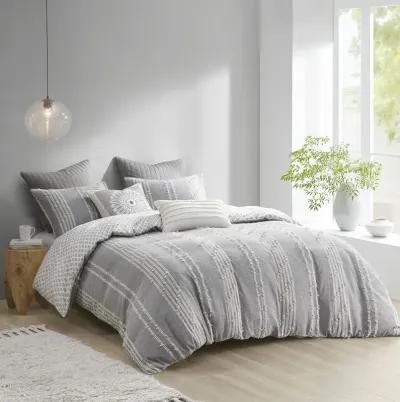 INK+IVY Kara Gray 3 Piece Cotton Jacquard Duvet Cover Set