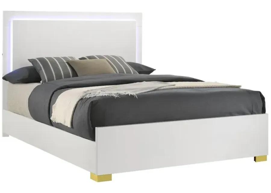 Marceline Queen Bed with LED Headboard White