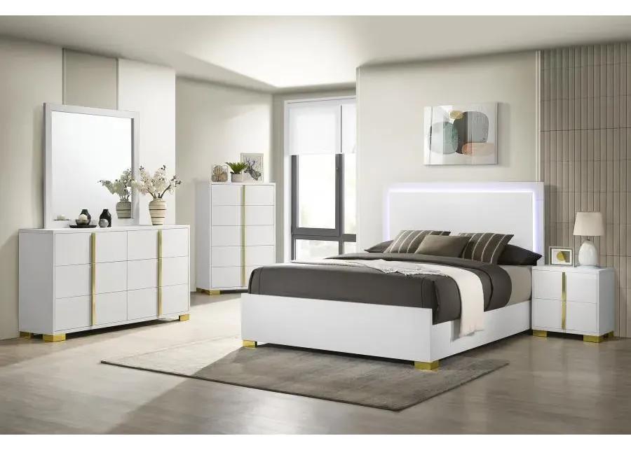 Marceline Queen Bed with LED Headboard White