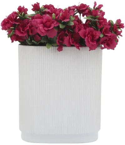 Ceramic, 12"h Ridged Vase, White