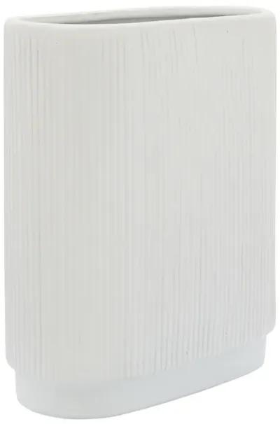 Ceramic, 12"h Ridged Vase, White