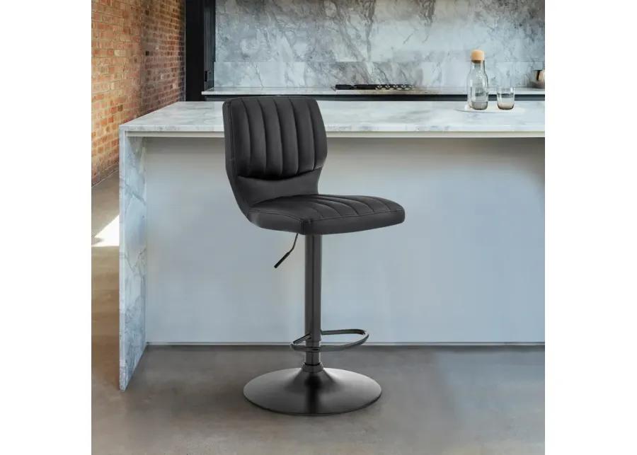 Bardot Adjustable Height Black Faux Leather Swivel Bar Stool