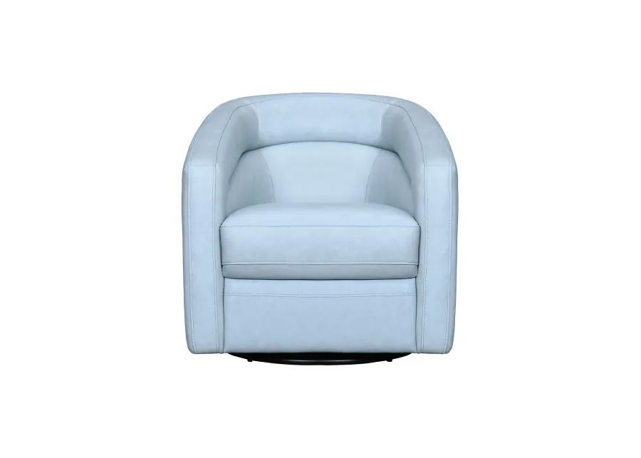 Desi Sky Blue Leather Swivel Accent Chair