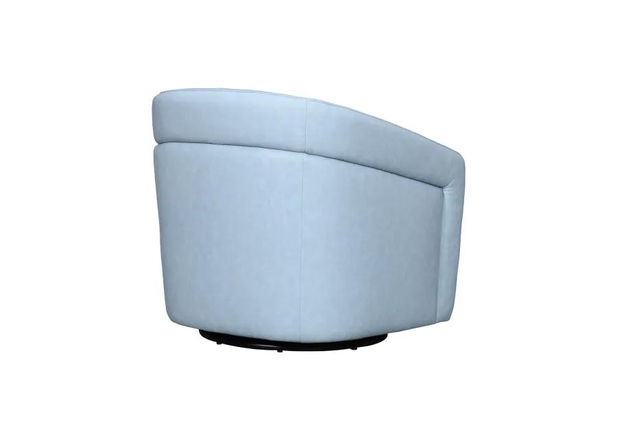 Desi Sky Blue Leather Swivel Accent Chair