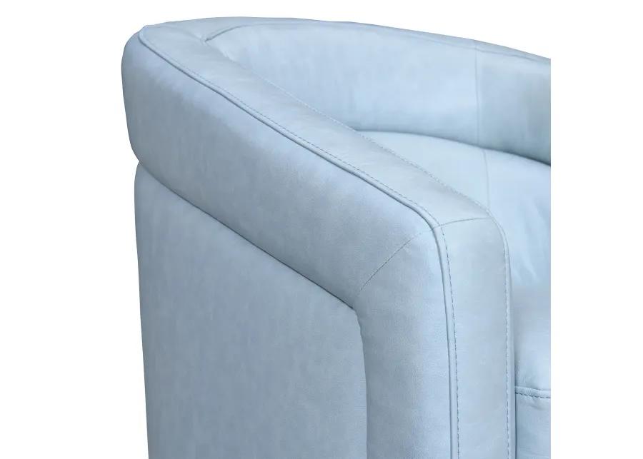 Desi Sky Blue Leather Swivel Accent Chair