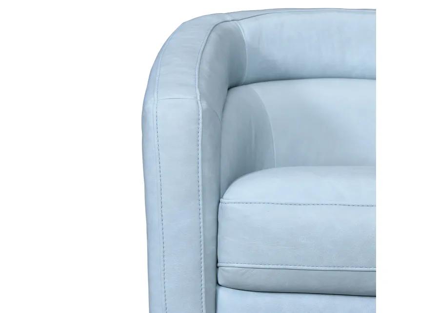 Desi Sky Blue Leather Swivel Accent Chair