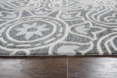 Opulent Gray Medallion Wool 10' x 13' Rectangle Rug