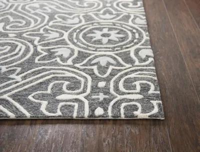 Opulent Gray Medallion Wool 10' x 13' Rectangle Rug