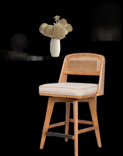 Woven Rattan Back Swivel Counter Stool