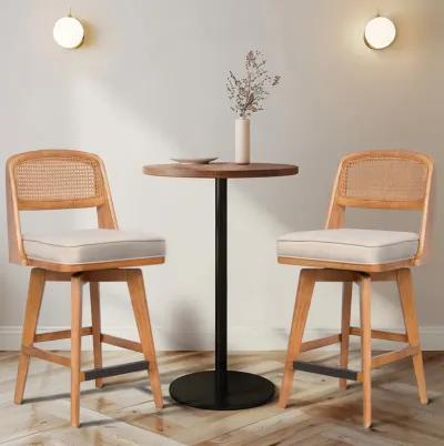 Woven Rattan Back Swivel Counter Stool