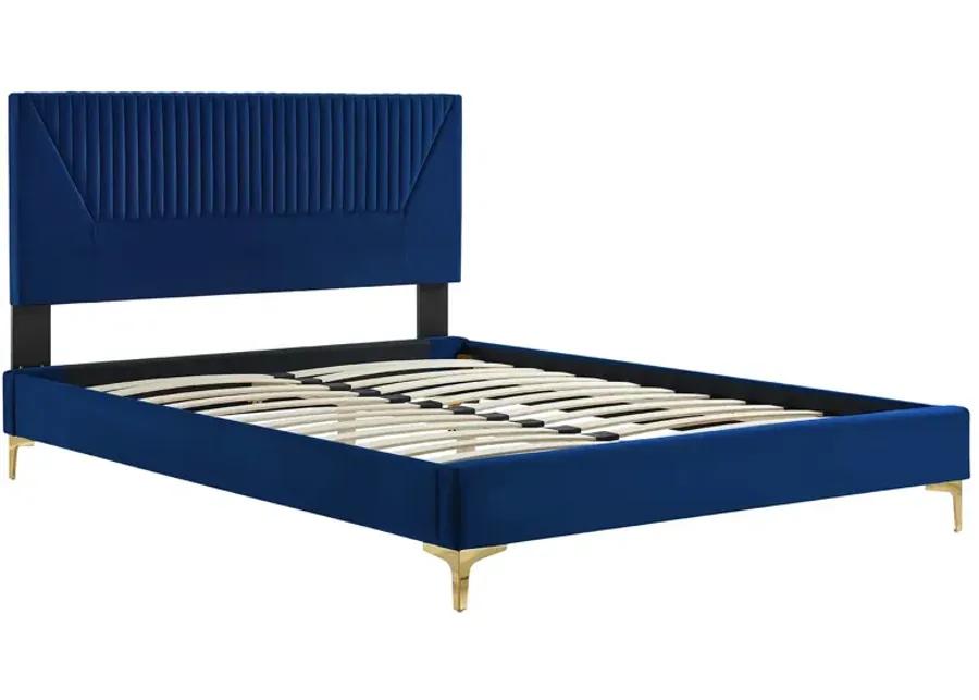 Yasmine Channel Tufted Performance Velvet Full Platform Bed