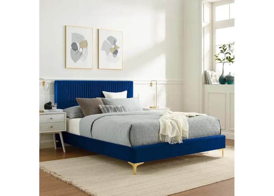 Yasmine Channel Tufted Performance Velvet Full Platform Bed