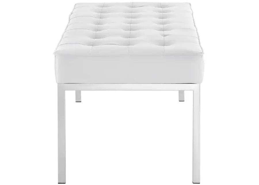 Loft Tufted Large Upholstered Faux Leather Bench