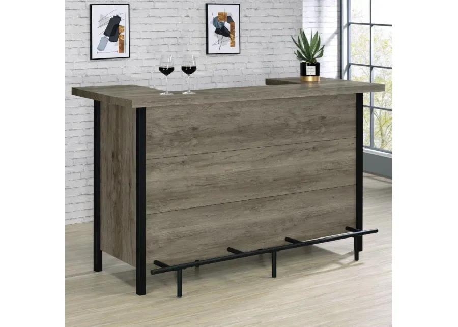 Bellemore Bar Unit with Footrest Grey Driftwood and Black