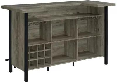 Bellemore Bar Unit with Footrest Grey Driftwood and Black