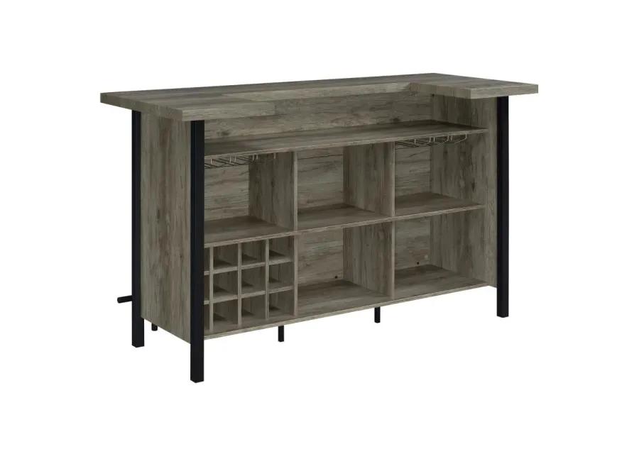 Bellemore Bar Unit with Footrest Grey Driftwood and Black