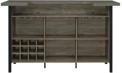 Bellemore Bar Unit with Footrest Grey Driftwood and Black