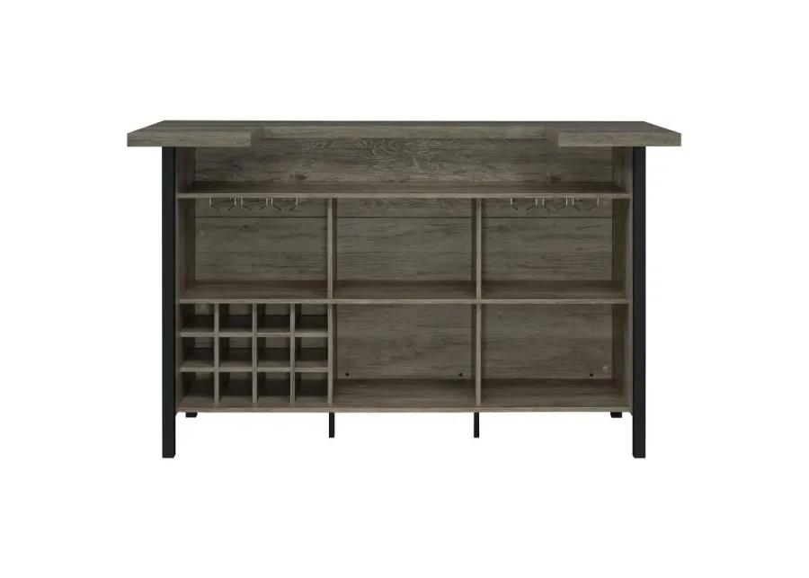 Bellemore Bar Unit with Footrest Grey Driftwood and Black