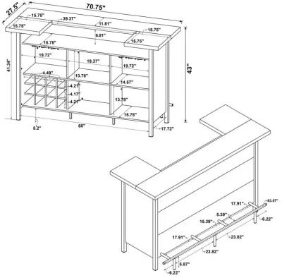 Bellemore Bar Unit with Footrest Grey Driftwood and Black