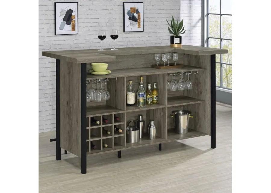 Bellemore Bar Unit with Footrest Grey Driftwood and Black