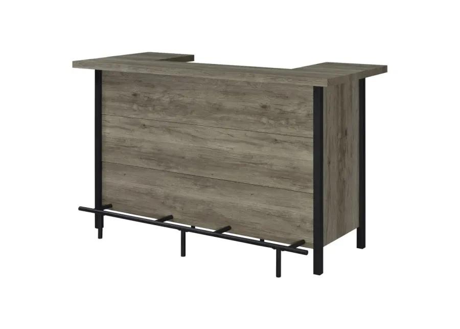 Bellemore Bar Unit with Footrest Grey Driftwood and Black