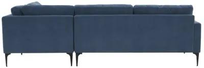 Serena Blue Velvet Large RAF Chaise Sectional with Black Legs