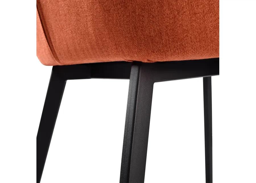 Maine Contemporary Dining Chair in Matte Black Finish and Orange Fabric - Set of 2 