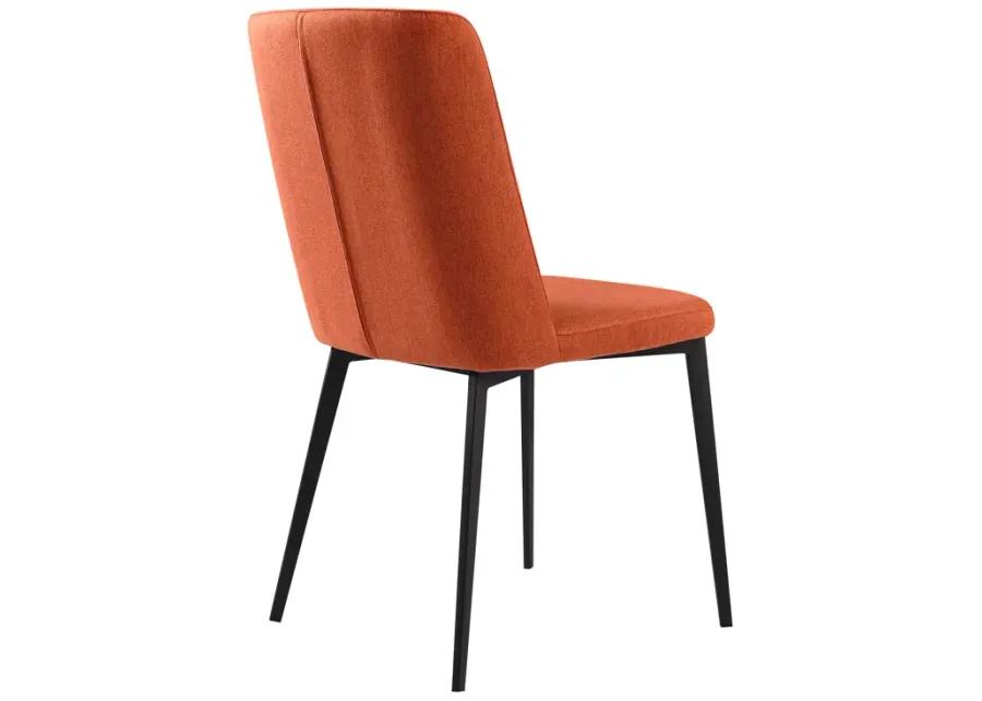 Maine Contemporary Dining Chair in Matte Black Finish and Orange Fabric - Set of 2 