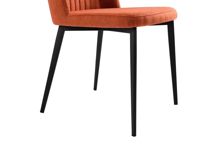 Maine Contemporary Dining Chair in Matte Black Finish and Orange Fabric - Set of 2 