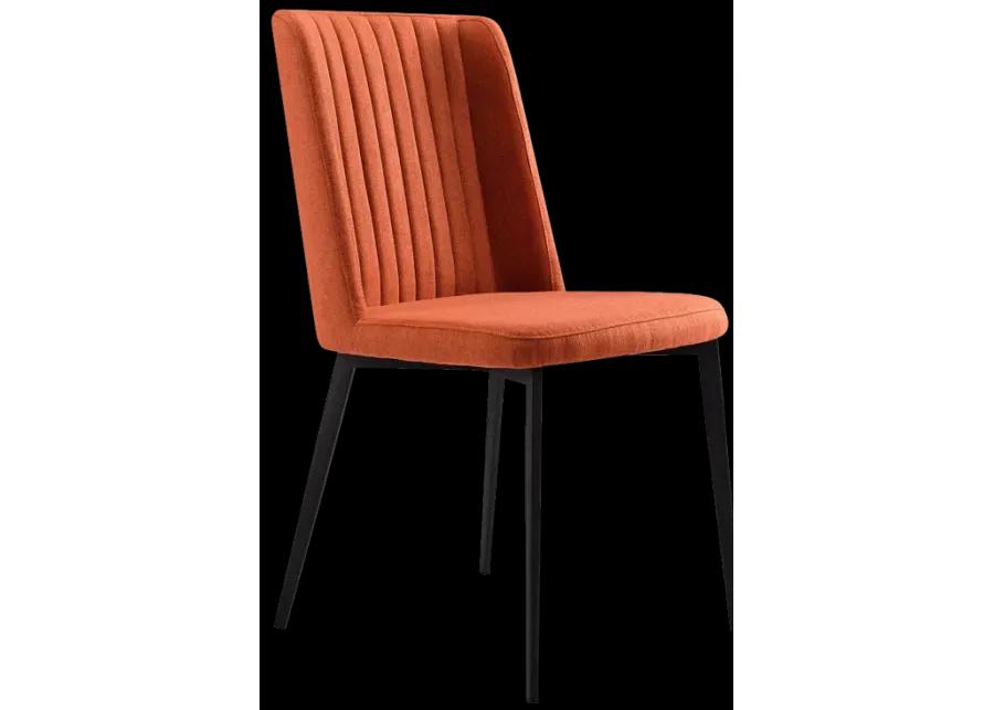 Maine Contemporary Dining Chair in Matte Black Finish and Orange Fabric - Set of 2 