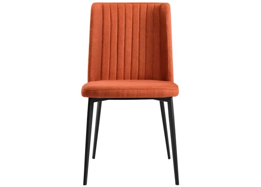 Maine Contemporary Dining Chair in Matte Black Finish and Orange Fabric - Set of 2 