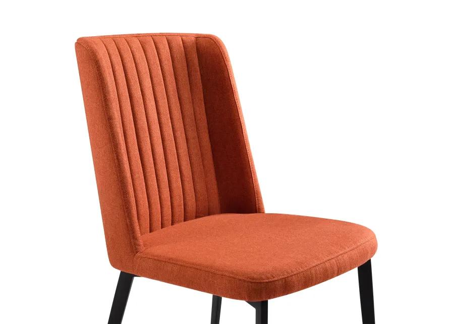 Maine Contemporary Dining Chair in Matte Black Finish and Orange Fabric - Set of 2 