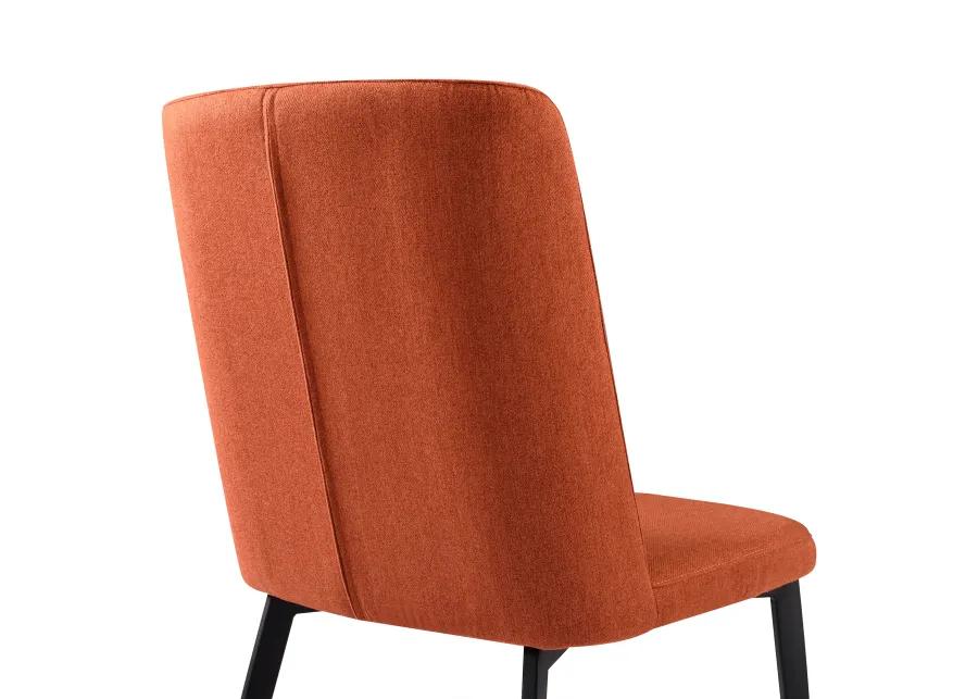 Maine Contemporary Dining Chair in Matte Black Finish and Orange Fabric - Set of 2 