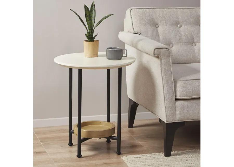 Madison Park Beaumont White/Natural End Table