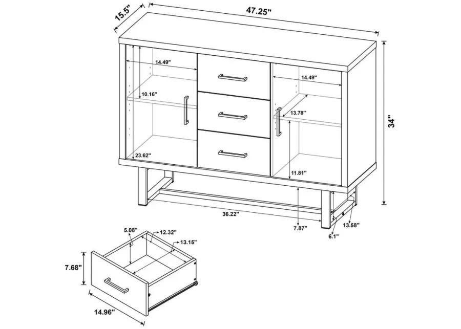 Abelardo 3-drawer Accent Cabinet Weathered Oak and Cement