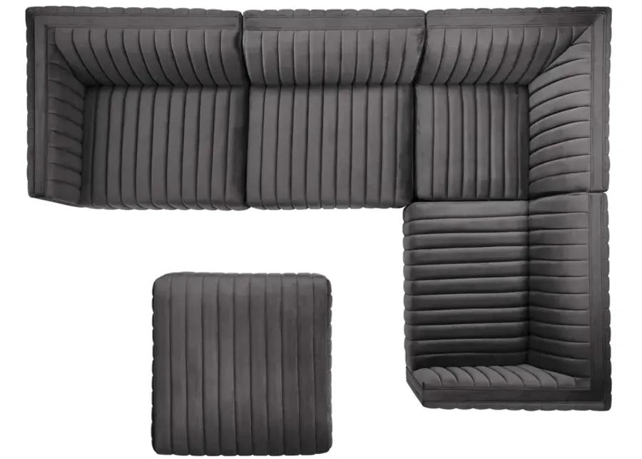 Conjure Channel Tufted Performance Velvet 5-Piece Sectional