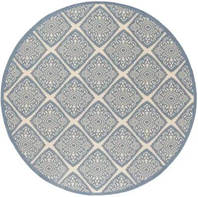 LINDEN 132 Collection LND132N-6R Cream / Blue 6'-7" X 6'-7" Round