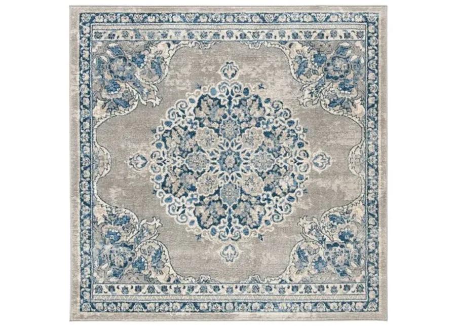 Brentwood 867 Light Grey / Blue 5' X 5' Square Square Powerloomed Rug